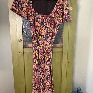 Lauren Ralph Lauren Pink and Yellow Floral Midi Dress